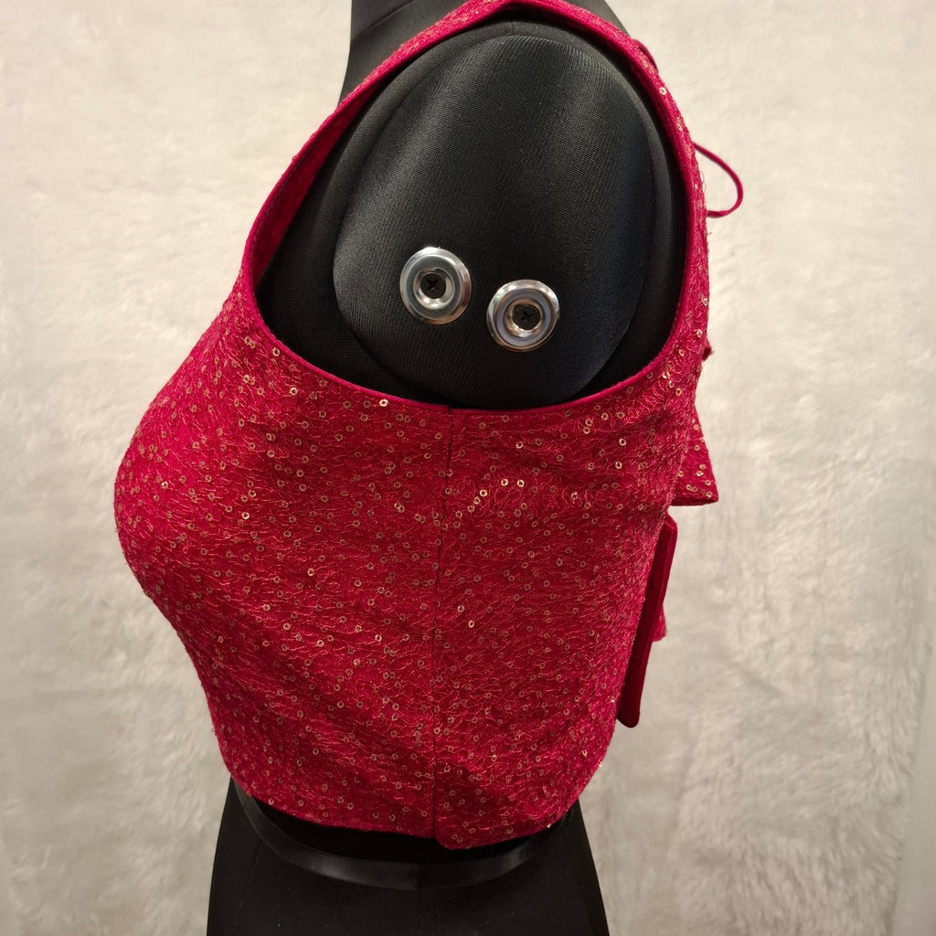 Kia Fashions Hot Pink All Over Golden Sequins Readymade Blouse | Grocsy