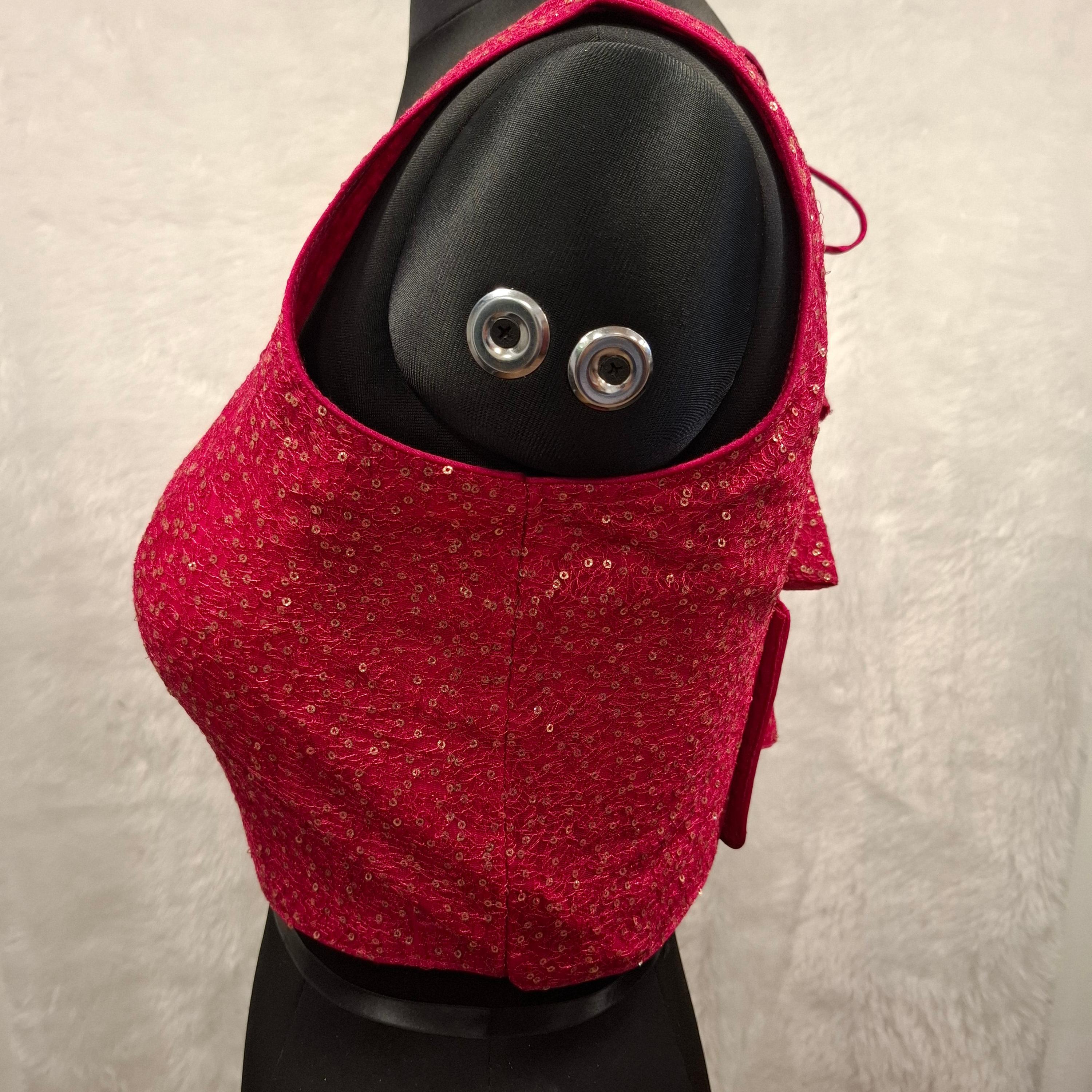 Kia Fashions Hot Pink All Over Golden Sequins Readymade Blouse | Grocsy