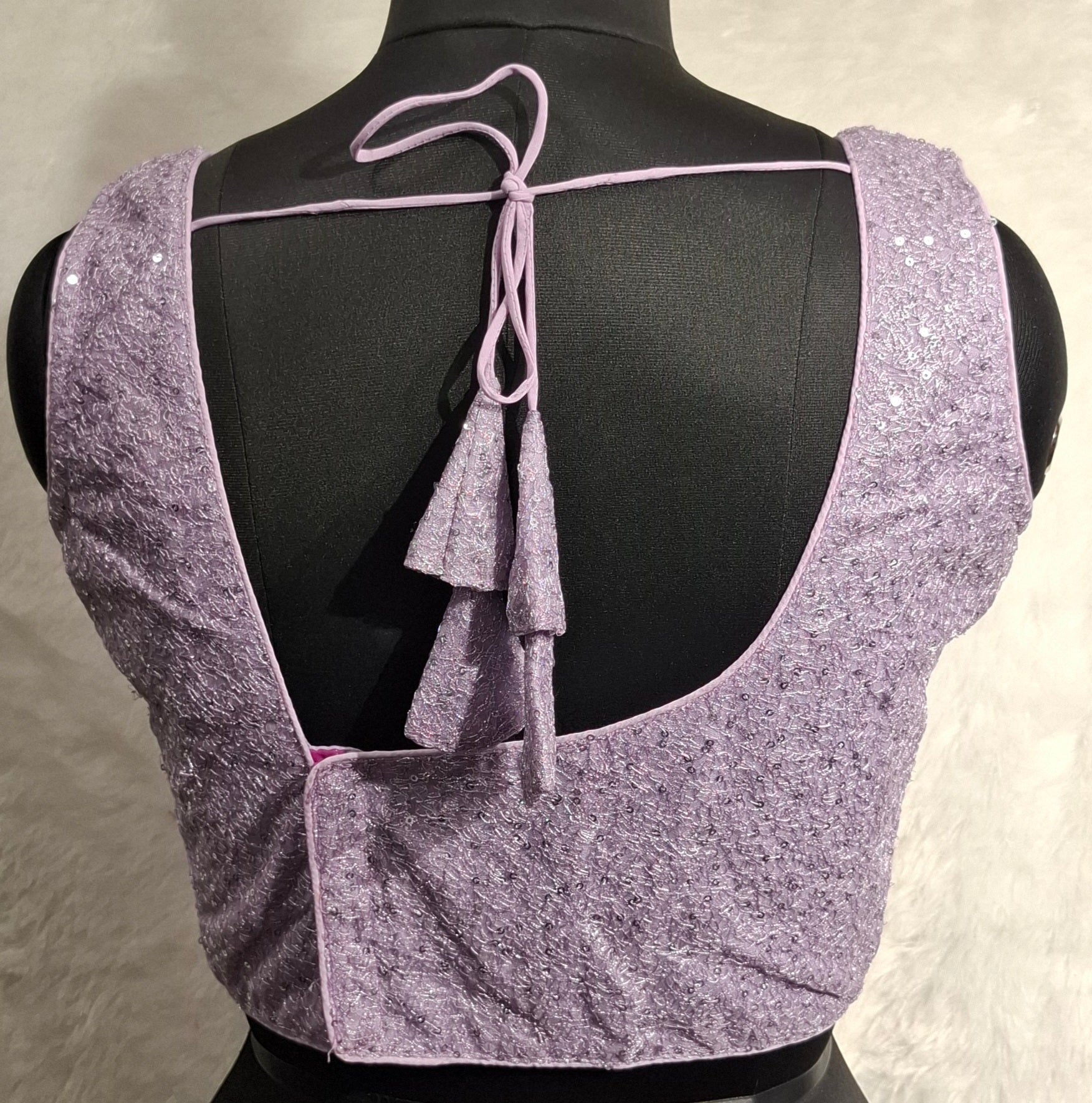 Kia Fashions Lilac All Over Silver Sequins Readymade Blouse | Grocsy