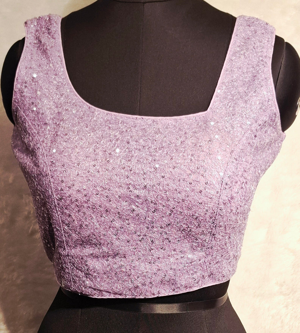 Kia Fashions Lilac All Over Silver Sequins Readymade Blouse | Grocsy