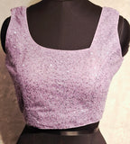 Kia Fashions Lilac All Over Silver Sequins Readymade Blouse | Grocsy
