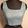 Kia Fashions Powder Blue All Over Silver Sequins Readymade Blouse | Grocsy