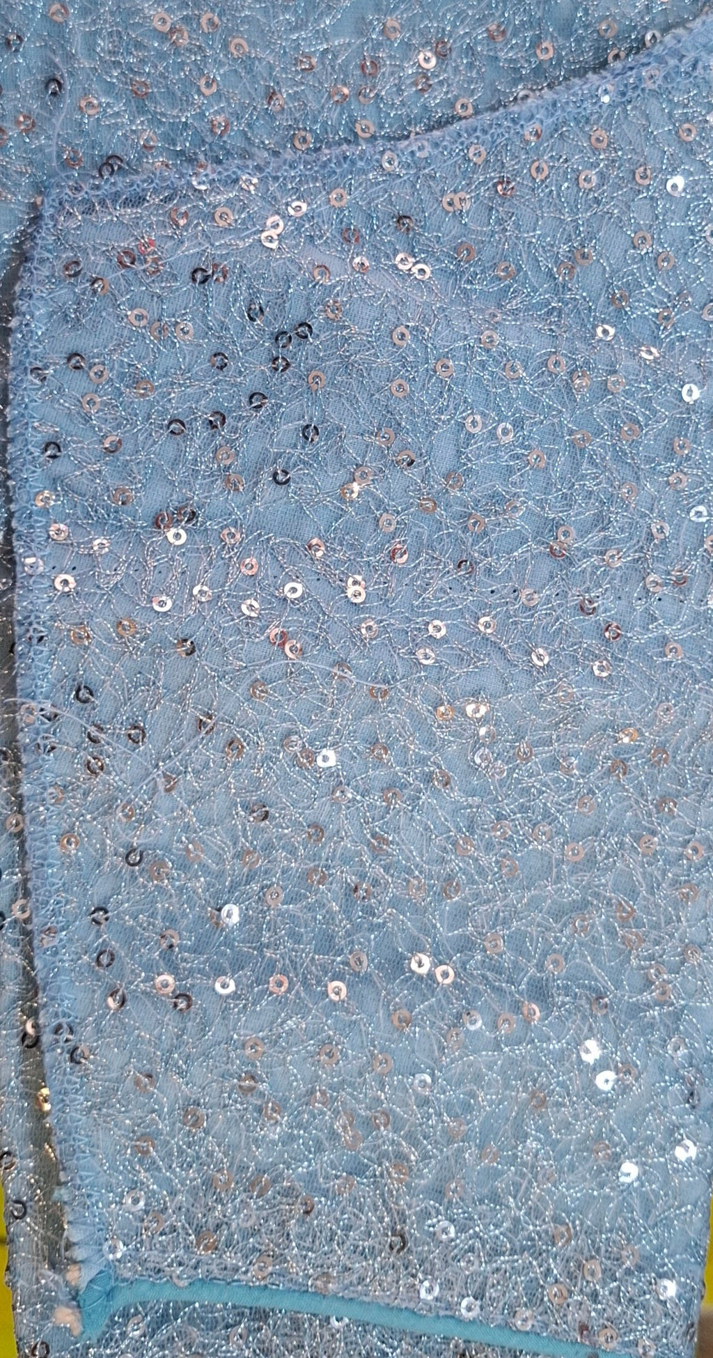 Kia Fashions Powder Blue All Over Silver Sequins Readymade Blouse | Grocsy