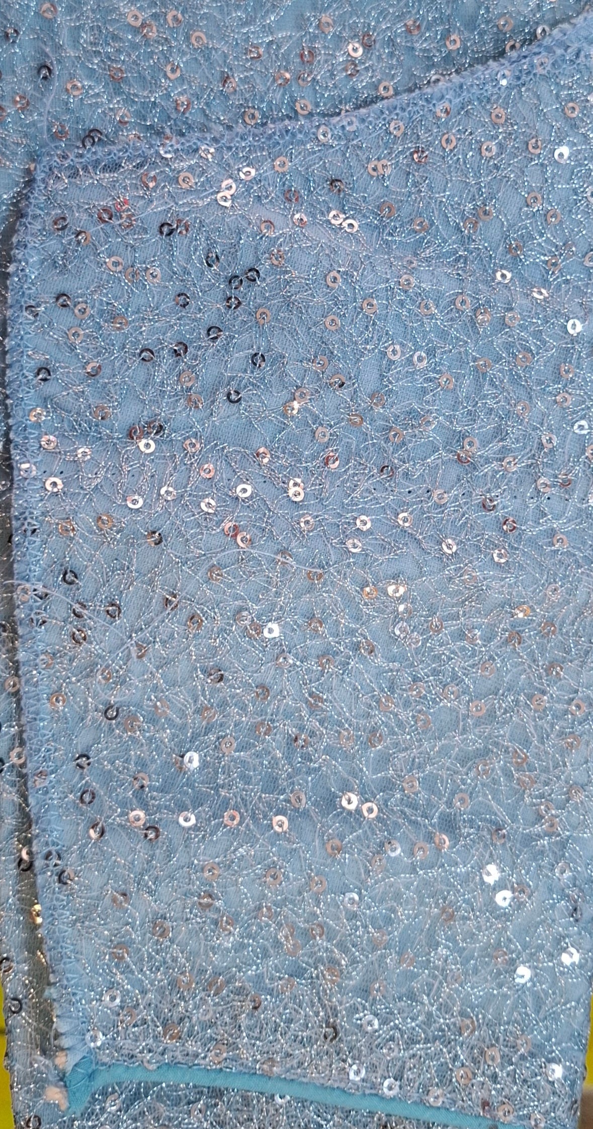 Kia Fashions Powder Blue All Over Silver Sequins Readymade Blouse | Grocsy