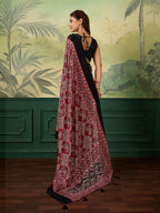 Dwija Fashion Women'S Party Wear Digital Printed With Mirror Work Chinon Silk Designer Saree With Unstitched Blouse-Deep Maroon | Grocsy