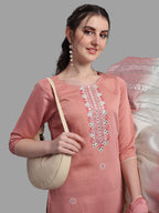 Embroidered Kurta With Pant & Dupatta Set, Multicolor - Hiral Fashion | Grocsy