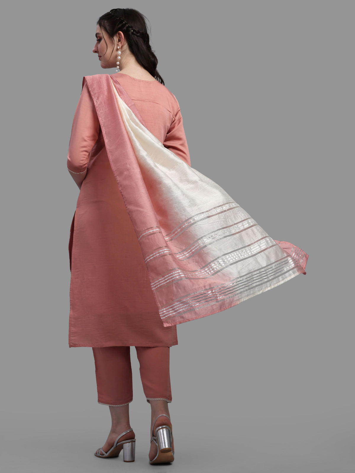 Embroidered Kurta With Pant & Dupatta Set, Multicolor - Hiral Fashion | Grocsy