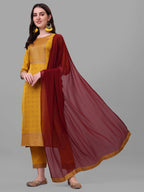 Embroidered Printed Kurta With Pant And Dupatta Set, Multicolor - Hiral Fashion | Grocsy