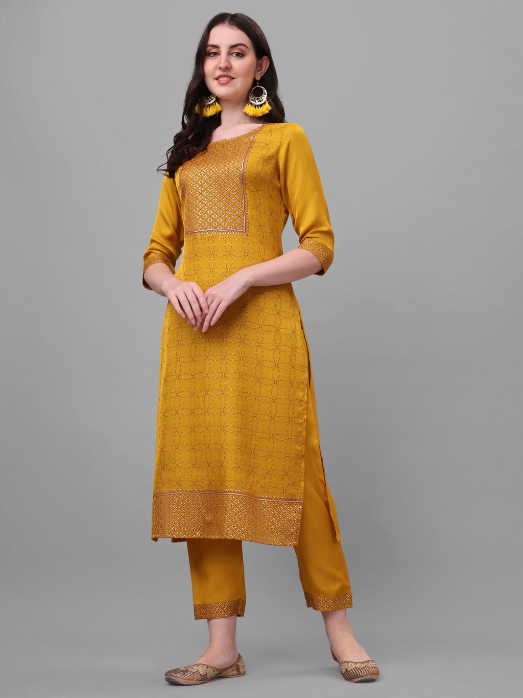Embroidered Printed Kurta With Pant And Dupatta Set, Multicolor - Hiral Fashion | Grocsy