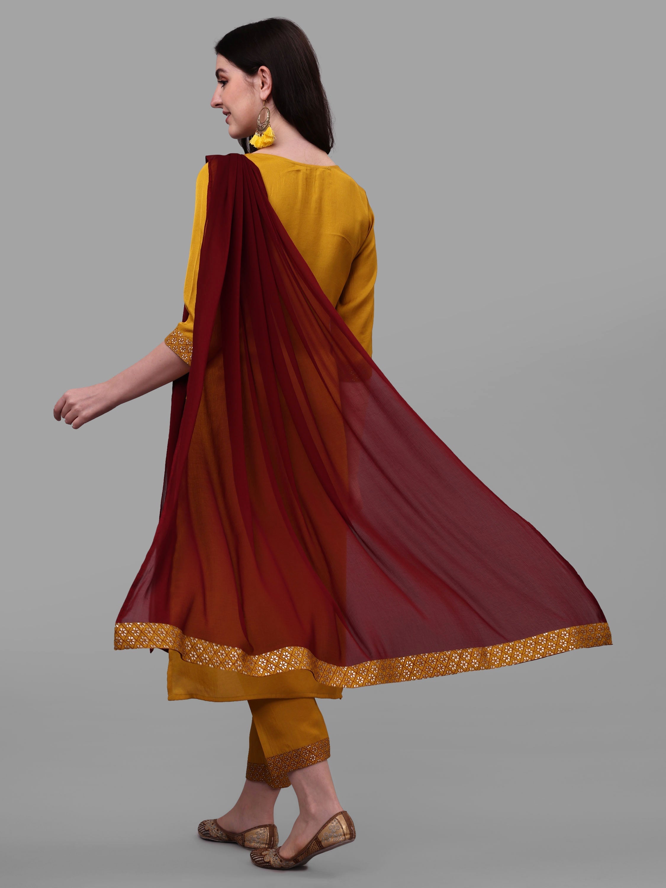 Embroidered Printed Kurta With Pant And Dupatta Set, Multicolor - Hiral Fashion | Grocsy