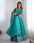 Lehenga Mart Designer Bollywood Style Wedding Wear Lehenga Choli - Aqua Blue | Grocsy