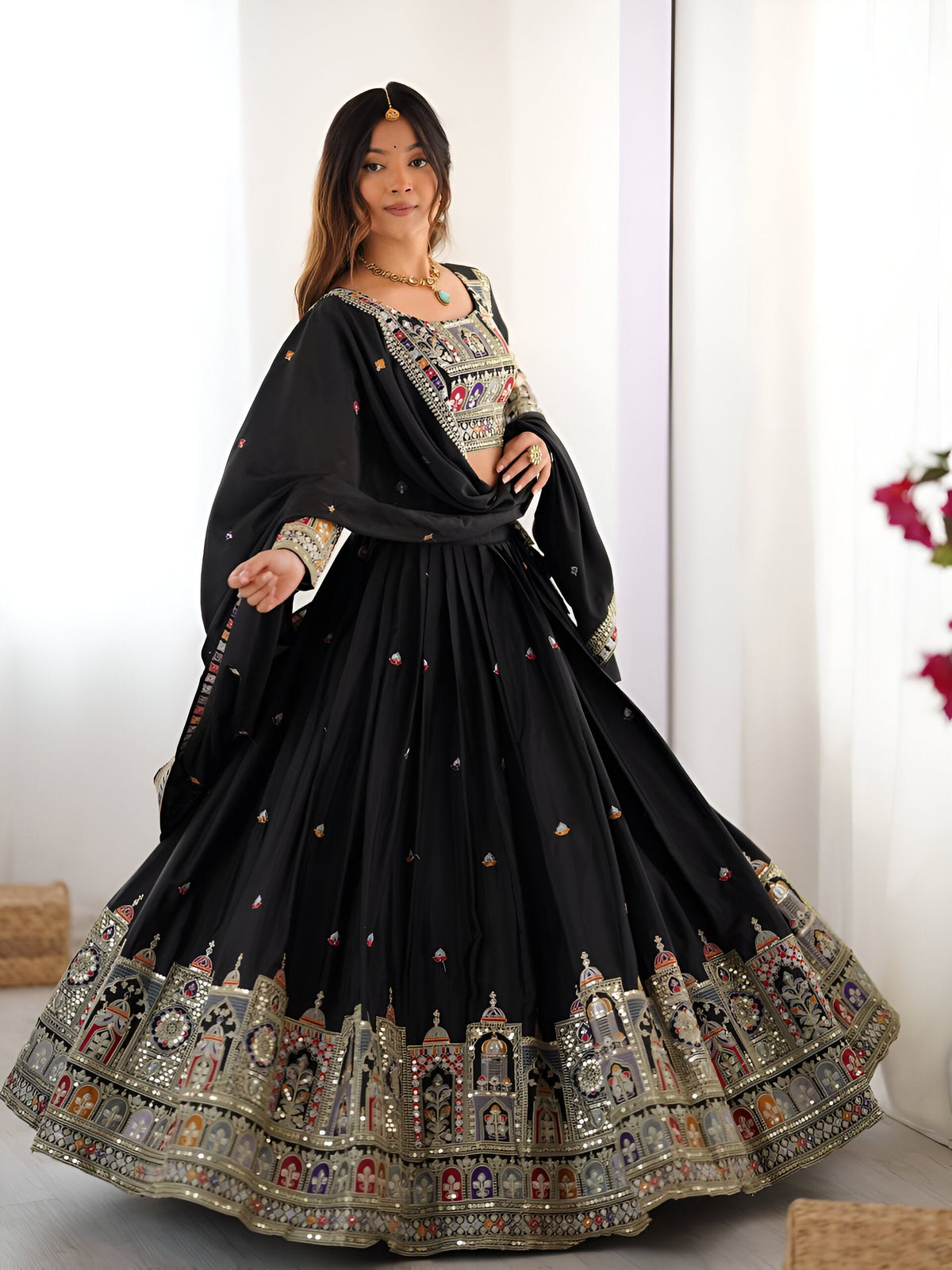 Lehenga Mart Designer Bollywood Style Wedding Wear Lehenga Choli - Black | Grocsy