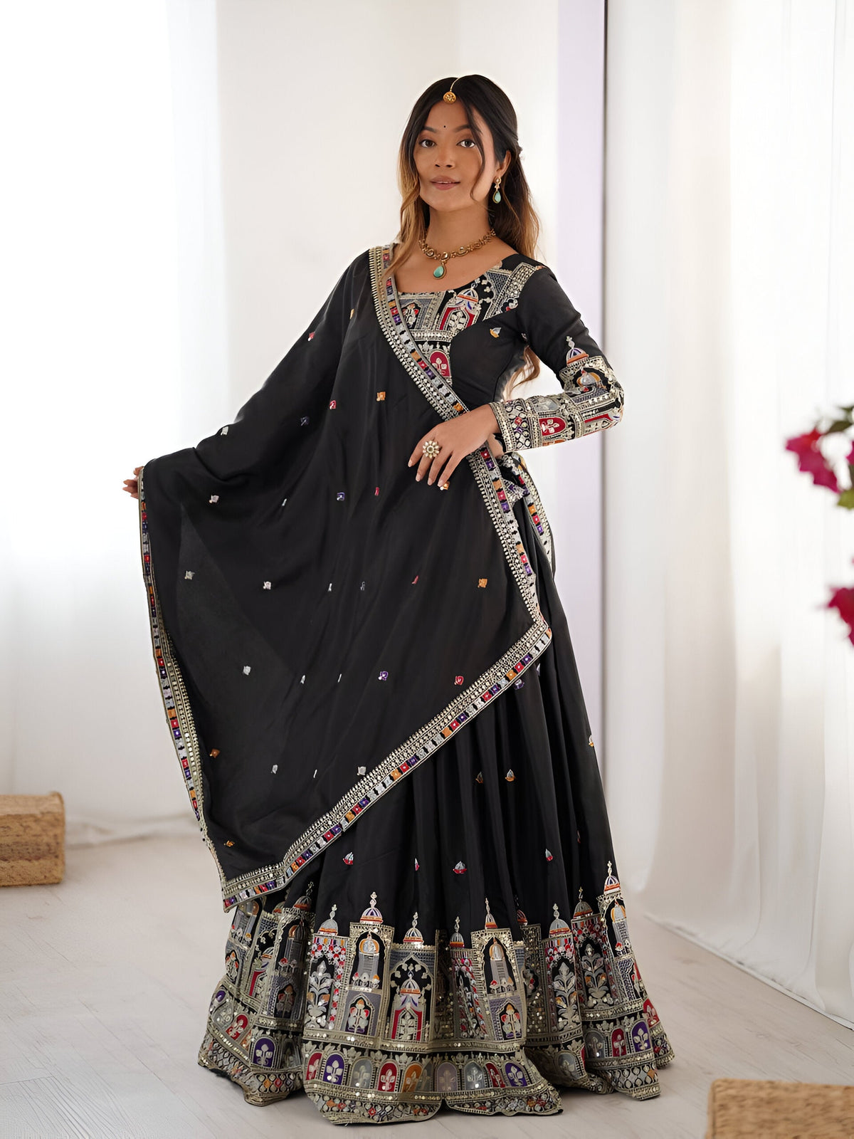 Lehenga Mart Designer Bollywood Style Wedding Wear Lehenga Choli - Black | Grocsy