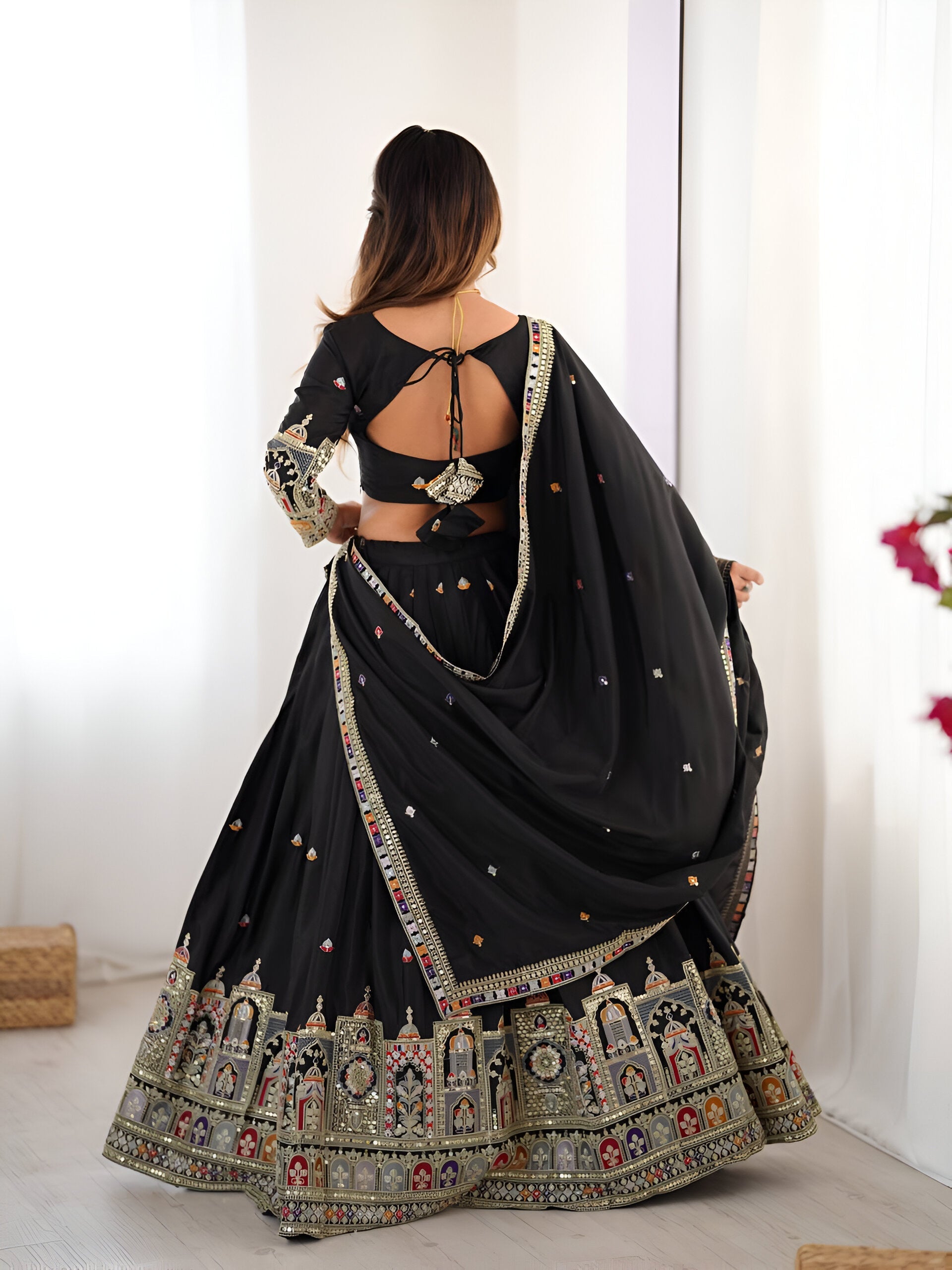 Lehenga Mart Designer Bollywood Style Wedding Wear Lehenga Choli - Black | Grocsy