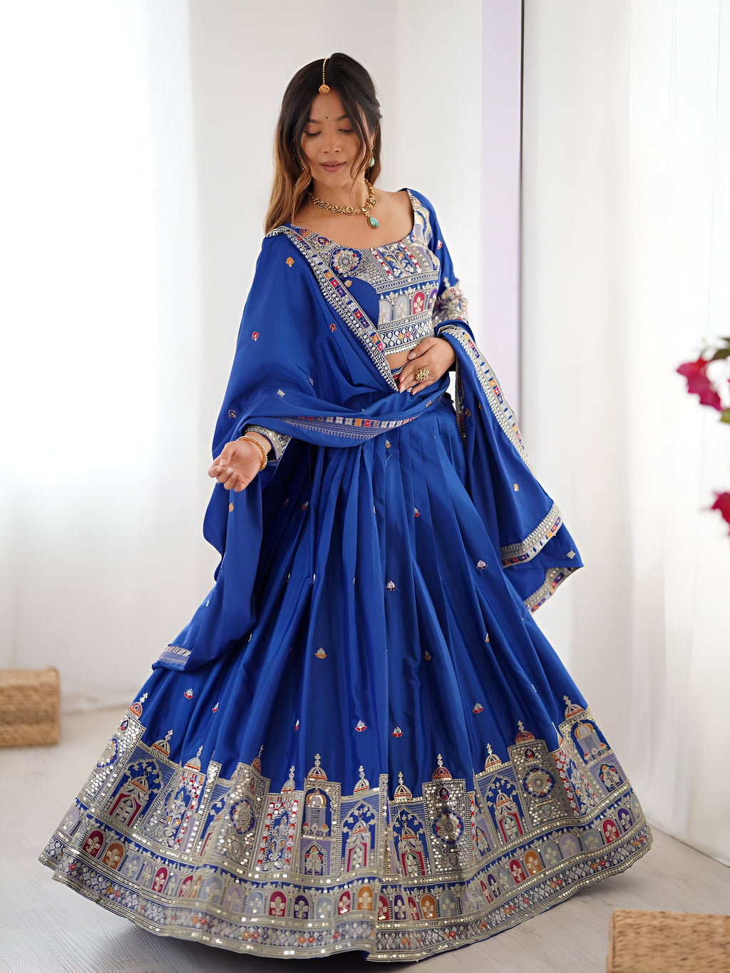 Lehenga Mart Designer Bollywood Style Wedding Wear Lehenga Choli - Blue | Grocsy