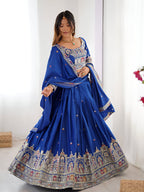 Lehenga Mart Designer Bollywood Style Wedding Wear Lehenga Choli - Blue | Grocsy