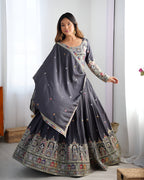 Lehenga Mart Designer Bollywood Style Wedding Wear Lehenga Choli - Grey | Grocsy