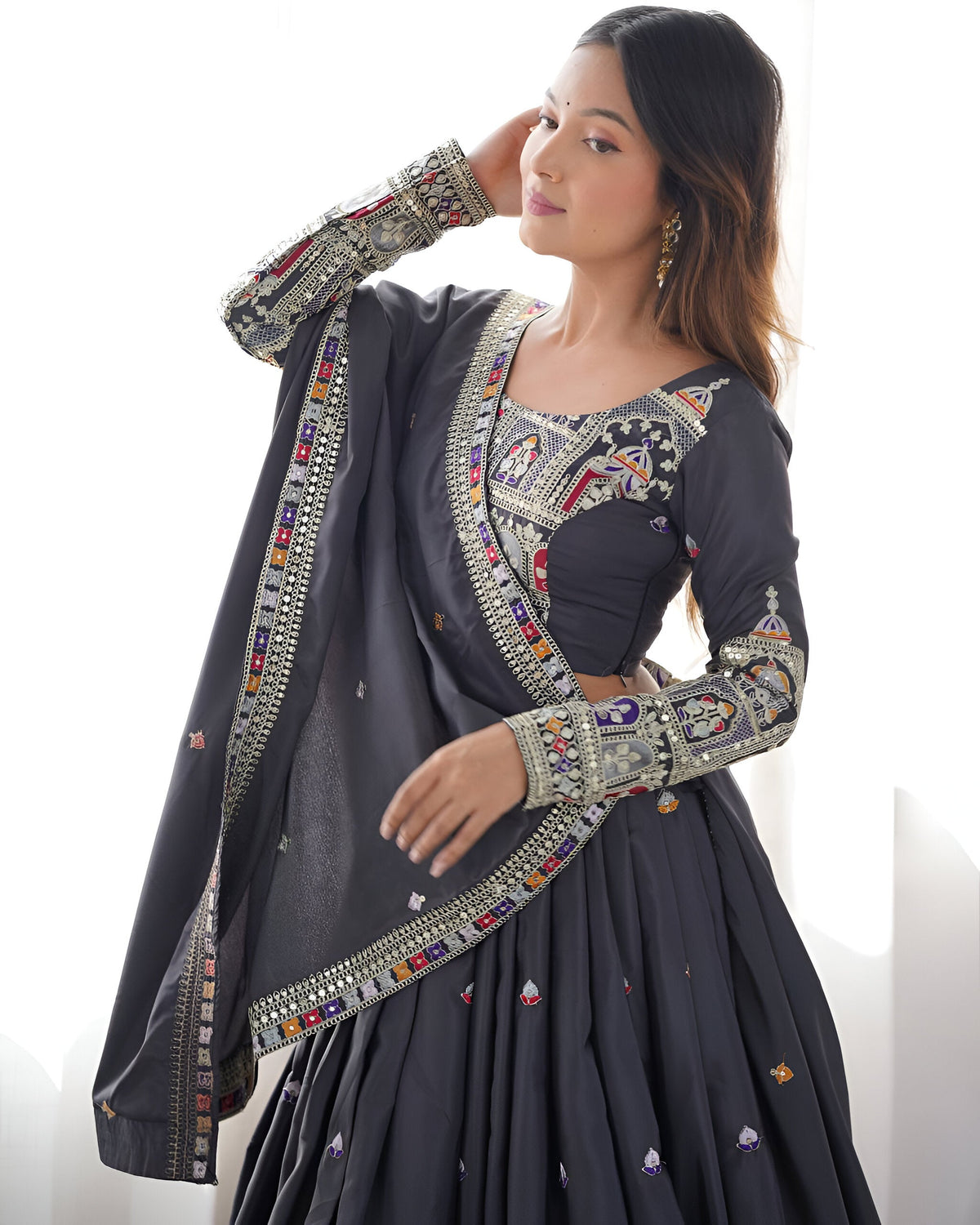 Lehenga Mart Designer Bollywood Style Wedding Wear Lehenga Choli - Grey | Grocsy
