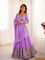 Lehenga Mart Designer Bollywood Style Wedding Wear Lehenga Choli - Lavender | Grocsy