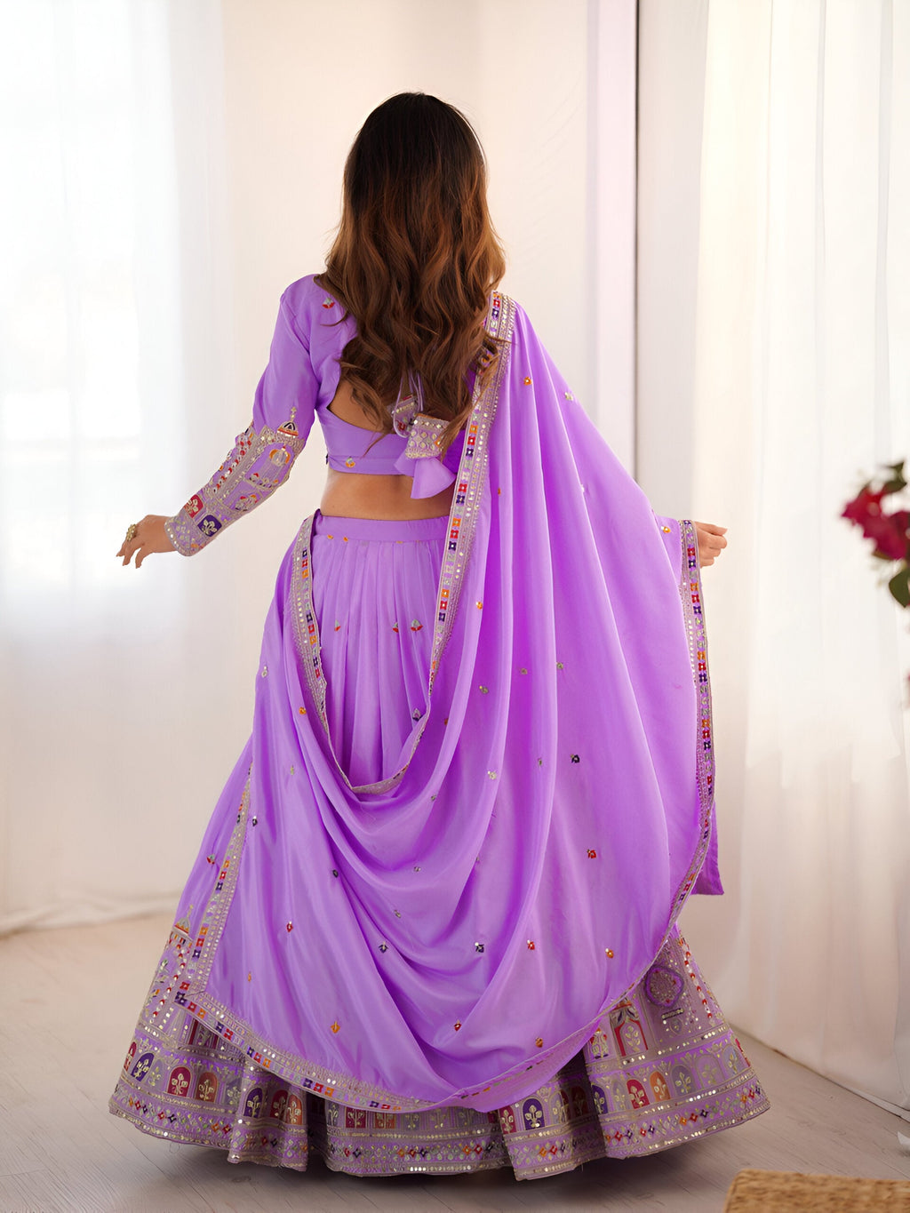 Lehenga Mart Designer Bollywood Style Wedding Wear Lehenga Choli - Lavender | Grocsy