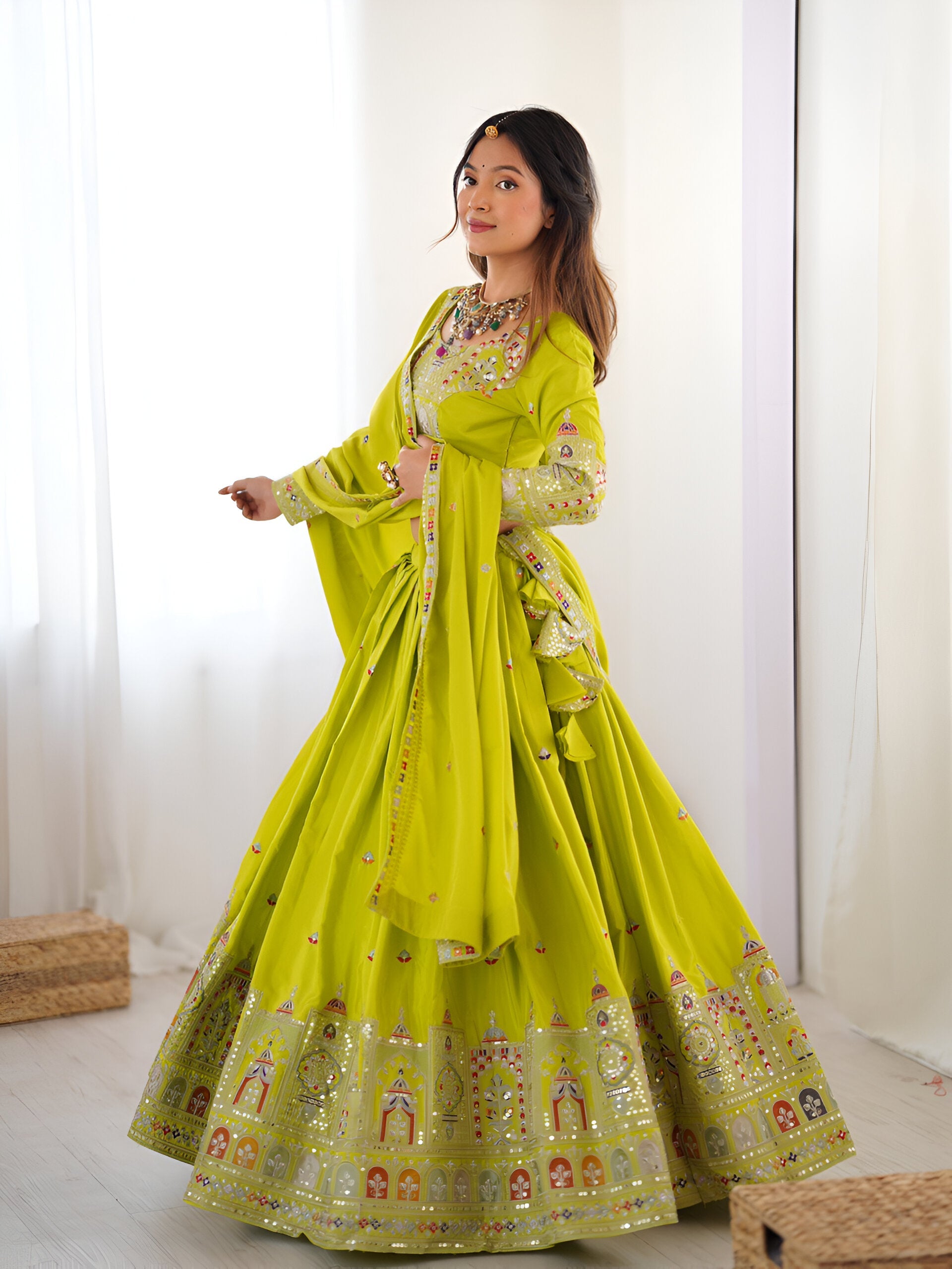 Lehenga Mart Designer Bollywood Style Wedding Wear Lehenga Choli - Neon | Grocsy