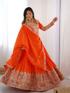 Lehenga Mart Designer Bollywood Style Wedding Wear Lehenga Choli - Orange | Grocsy