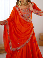 Lehenga Mart Designer Bollywood Style Wedding Wear Lehenga Choli - Orange | Grocsy