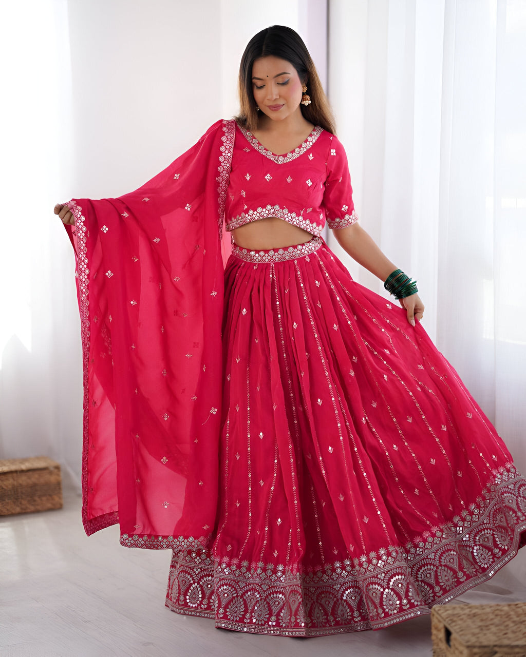 Lehenga Mart Designer Bollywood Style Wedding Wear Lehenga Choli - Pink | Grocsy