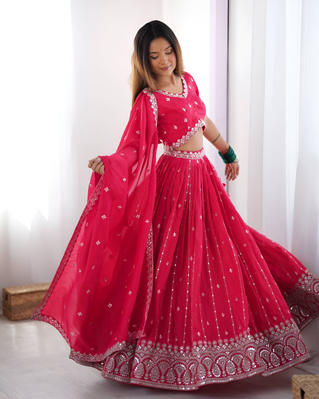 Lehenga Mart Designer Bollywood Style Wedding Wear Lehenga Choli - Pink | Grocsy