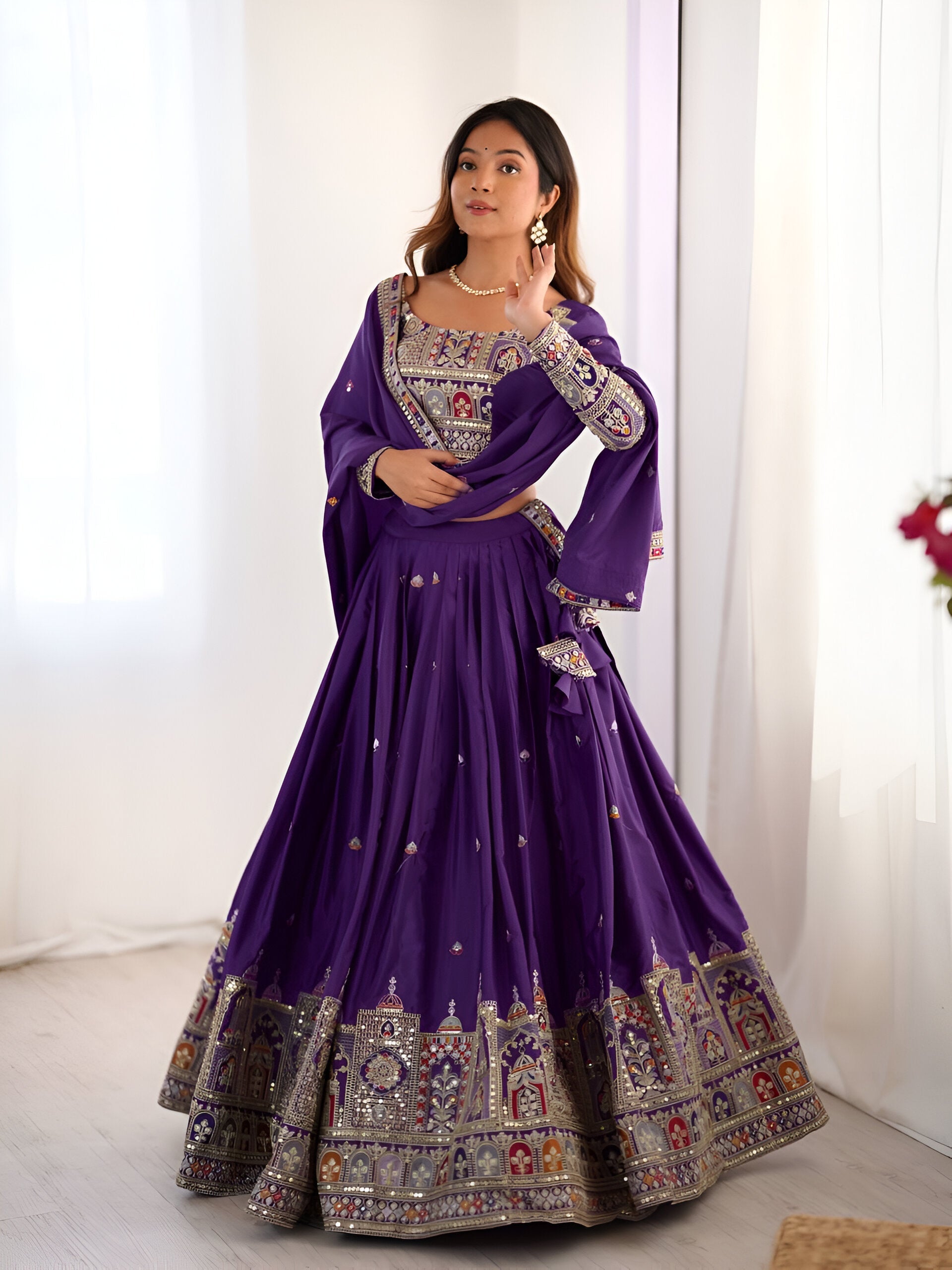 Lehenga Mart Designer Bollywood Style Wedding Wear Lehenga Choli - Purple | Grocsy