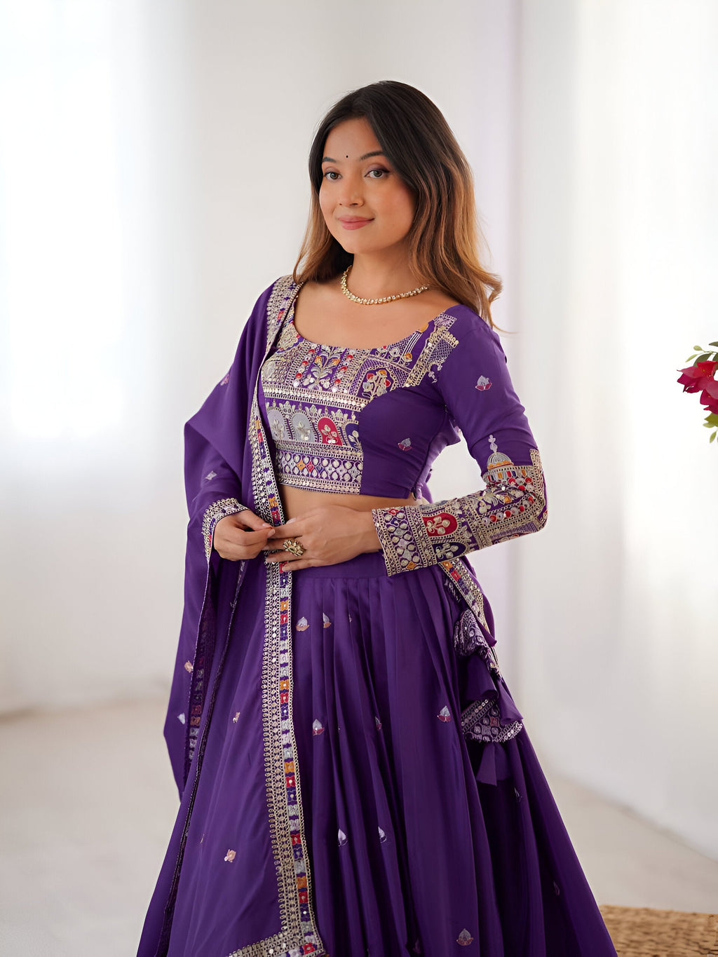 Lehenga Mart Designer Bollywood Style Wedding Wear Lehenga Choli - Purple | Grocsy