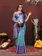 Lorenvalley Fashion Skyblue Cotton Woven Design Zari Meenakari Weaving Saree | Grocsy