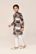 Joban Fashion Cotton Silk Black Kurta With Straight Fit Pant | Grocsy