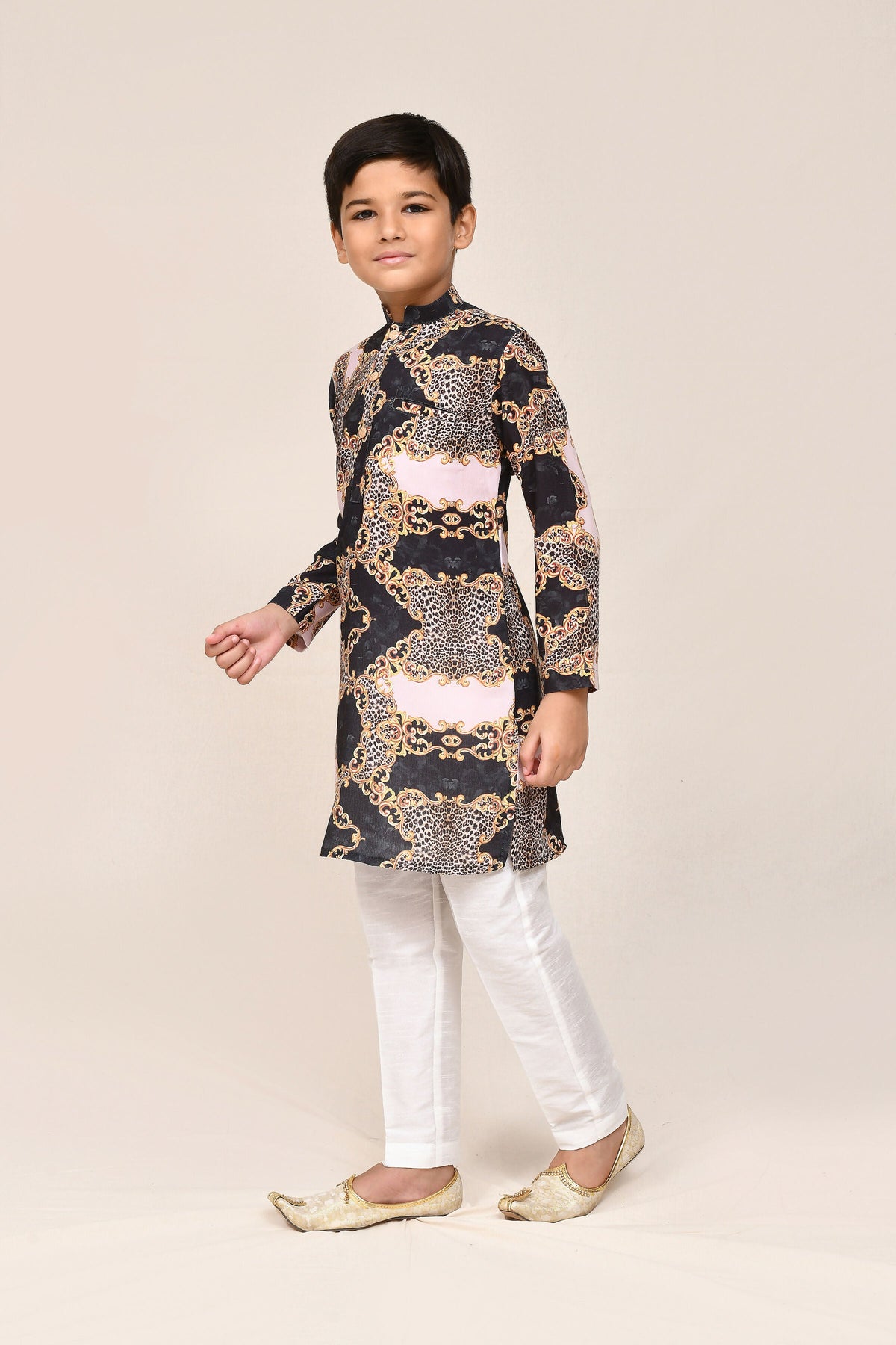 Joban Fashion Cotton Silk Black Kurta With Straight Fit Pant | Grocsy