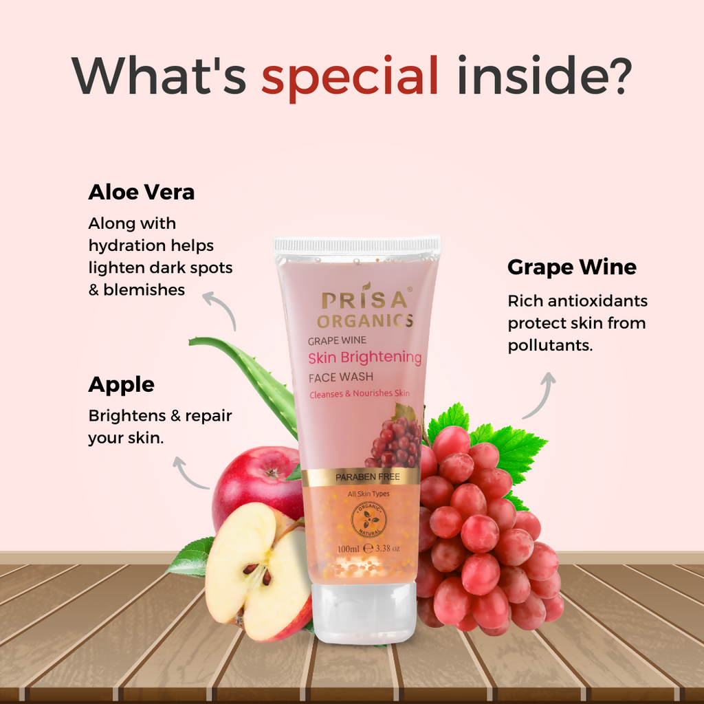 Prisa Organics Grape Wine Skin Brightening Face Wash | Grocsy