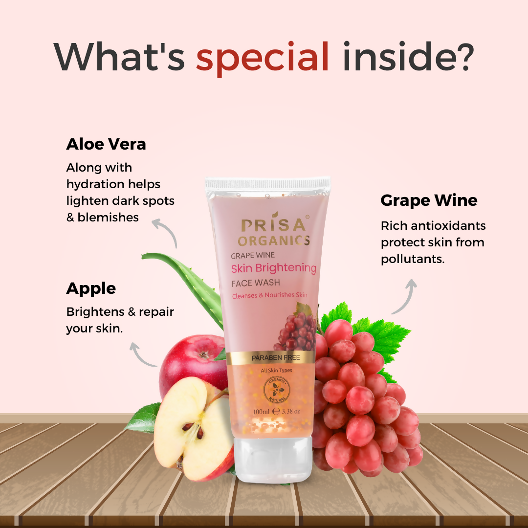 Prisa Organics Grape Wine Skin Brightening Face Wash | Grocsy