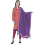A R Silk Purple Color Golden Border Cotton Dupattas and Chunnis | Grocsy