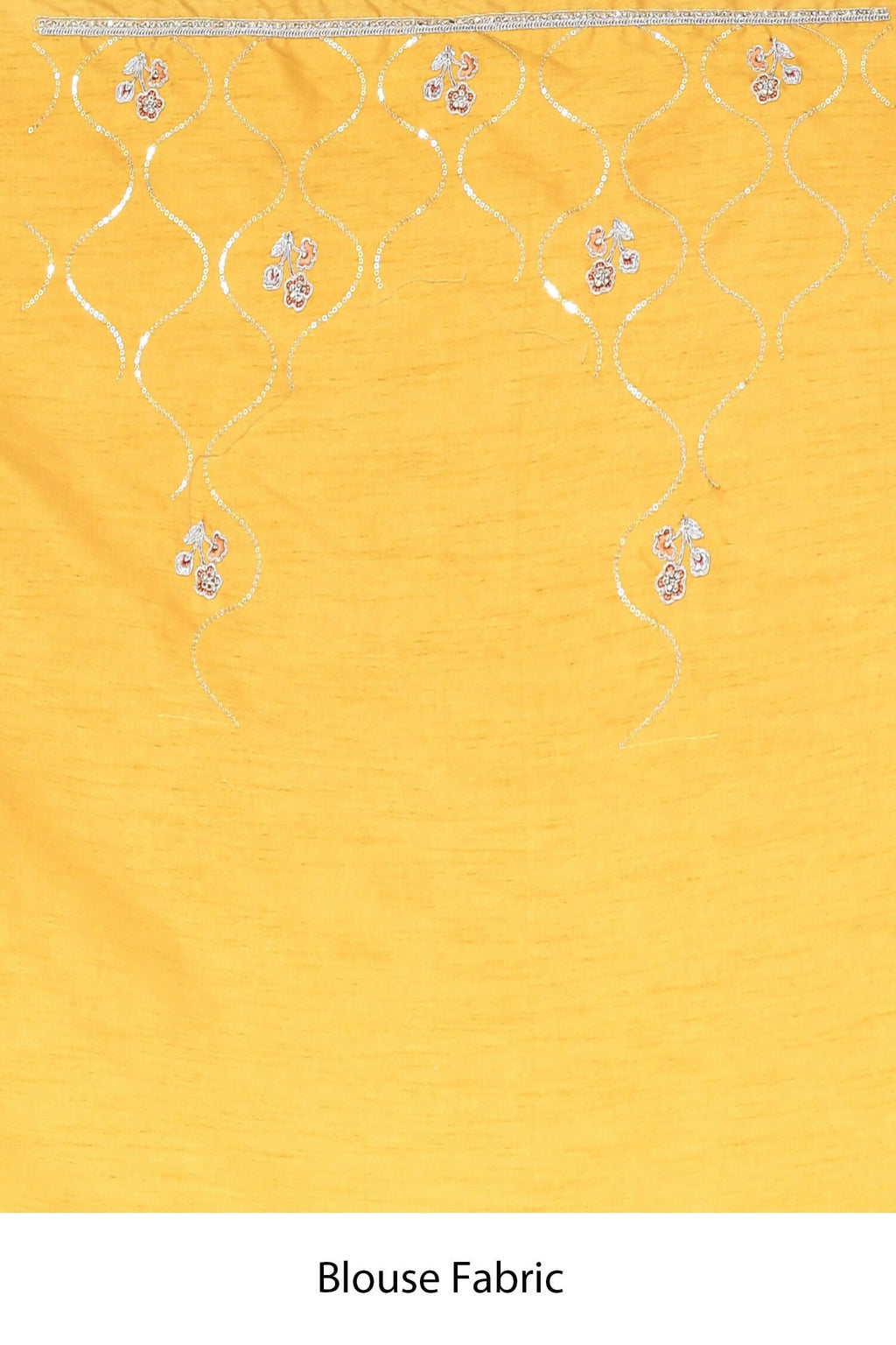 Yellow Organza Satin Silk Sequence Embroidered with Stone work Saree - Nimaya Benzy | Grocsy