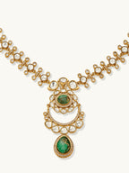 Nuyug 22K Gold-Plated Kundan Studded Faux Jasper Stone Necklace Set | Grocsy