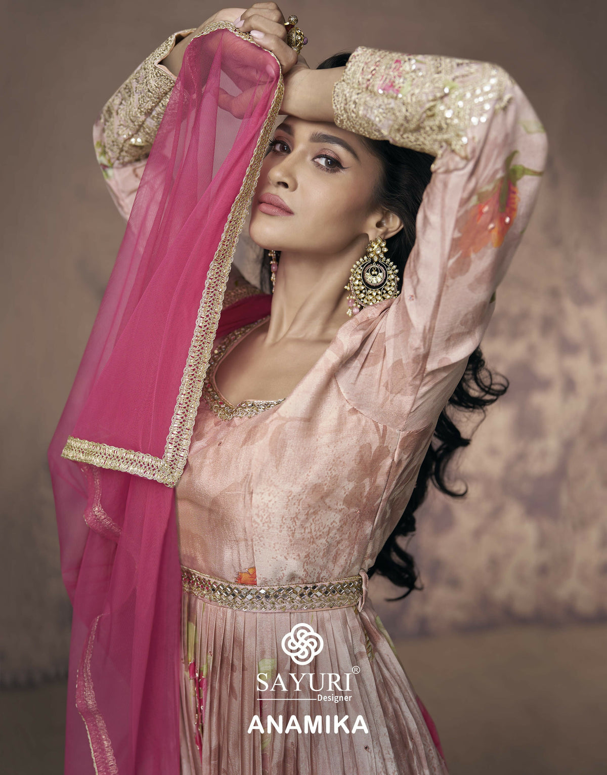Vastranavya Georgette Digital Print With Sequence Embroidery Stitch Work Side Slit Abaya Style Suit | Grocsy