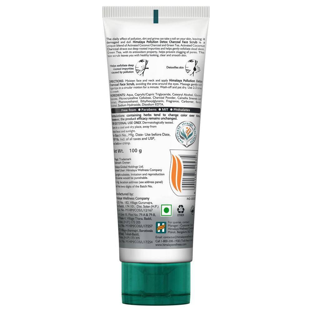 Himalaya Herbals Pollution Detox Charcoal Face Scrub | Grocsy