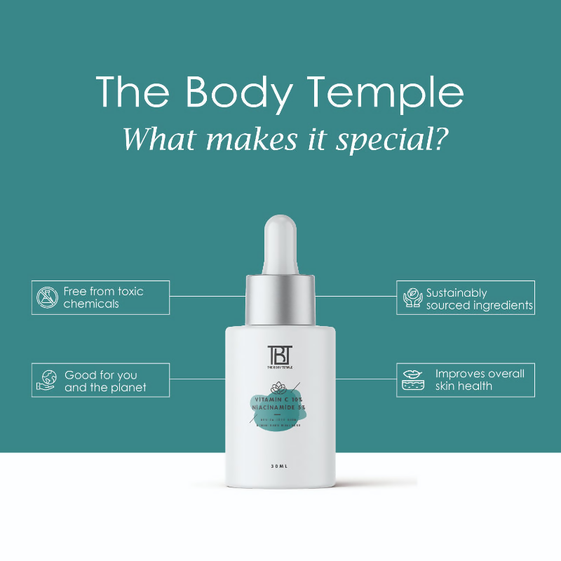 The Body Temple Vitamin C 10% + Niacinamide 5% Face Serum | Grocsy