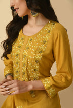 Joban Fashion Mustard Cotton Rayon Kurta Set | Grocsy