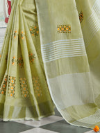 Shree Shyam Fashion Linen Pista Green Saree | Grocsy