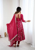 Prazu Fashion Pink Georgette Embroidered Designer Anarkali Gown | Grocsy