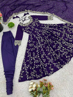 Prazu Fashion Violet Georgette Embroidered Designer Anarkali Gown | Grocsy