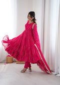 Prazu Fashion Pink Mal Chanderi Silk Real Mirror With Hand Work Anarkali Suit | Grocsy