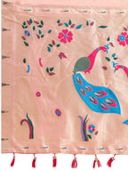 Dwija Fashion Baby Pink Wedding Wear Paithani Silk Jari Weaving On All Over Saree With Unstitched Blouse | Grocsy