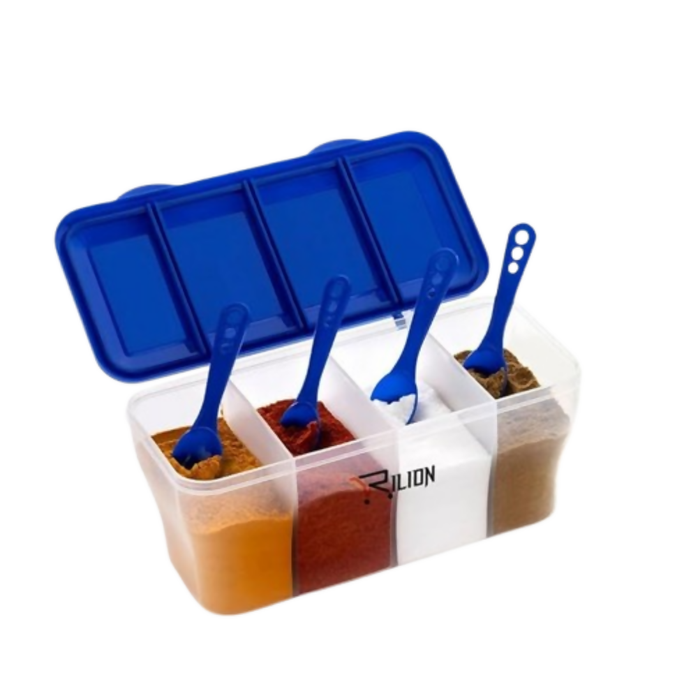 RILION Multipurpose Plastic 4 In 1 Masala Box for Kitchen | Grocsy