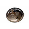 Soham Stainless Steel Round Lunch Plate/Dinner Plate, Tiffin Plate,Snacks Plate,Food Plate With Flower Design-3PC | Grocsy